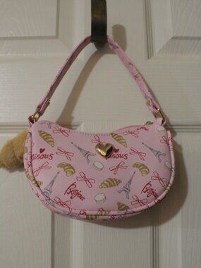 Dream Pink by M&G Pink Paris Print Mini Bag with Croissant Charm